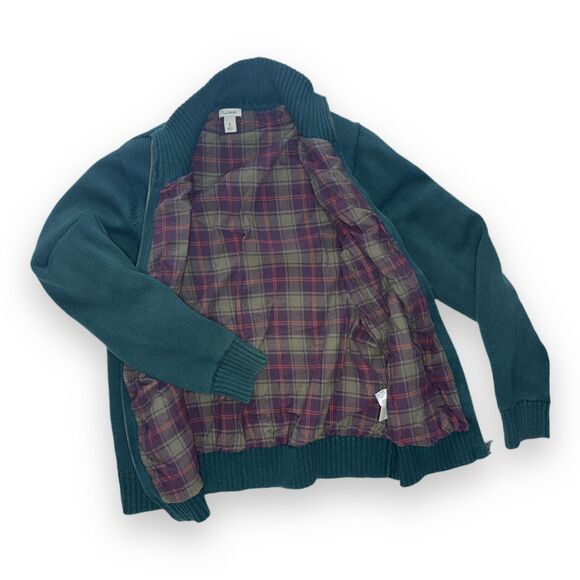 Vintage L.L. Bean Women’s M Flannel Lined Full Zip Cotton Knit Sweater Jacket - Picture 2 of 12
